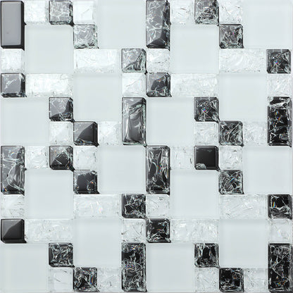 Glass Mosaic Tiles Stones in Two Sizes Black with Glitter (MT0011 )