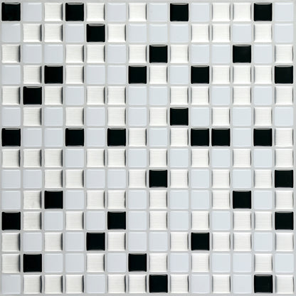4 Stück Selbstklebend Mosaik Fliesen weiß schwarz silber (3D0001) - Complement Fusion