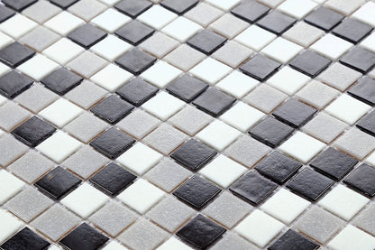 Schwarz, weiß und grau Glas Mosaikfliesen Nassbereiche, Küchen, Bäder, Duschen und Schwimmbäder (MT0107) - Complement Fusion