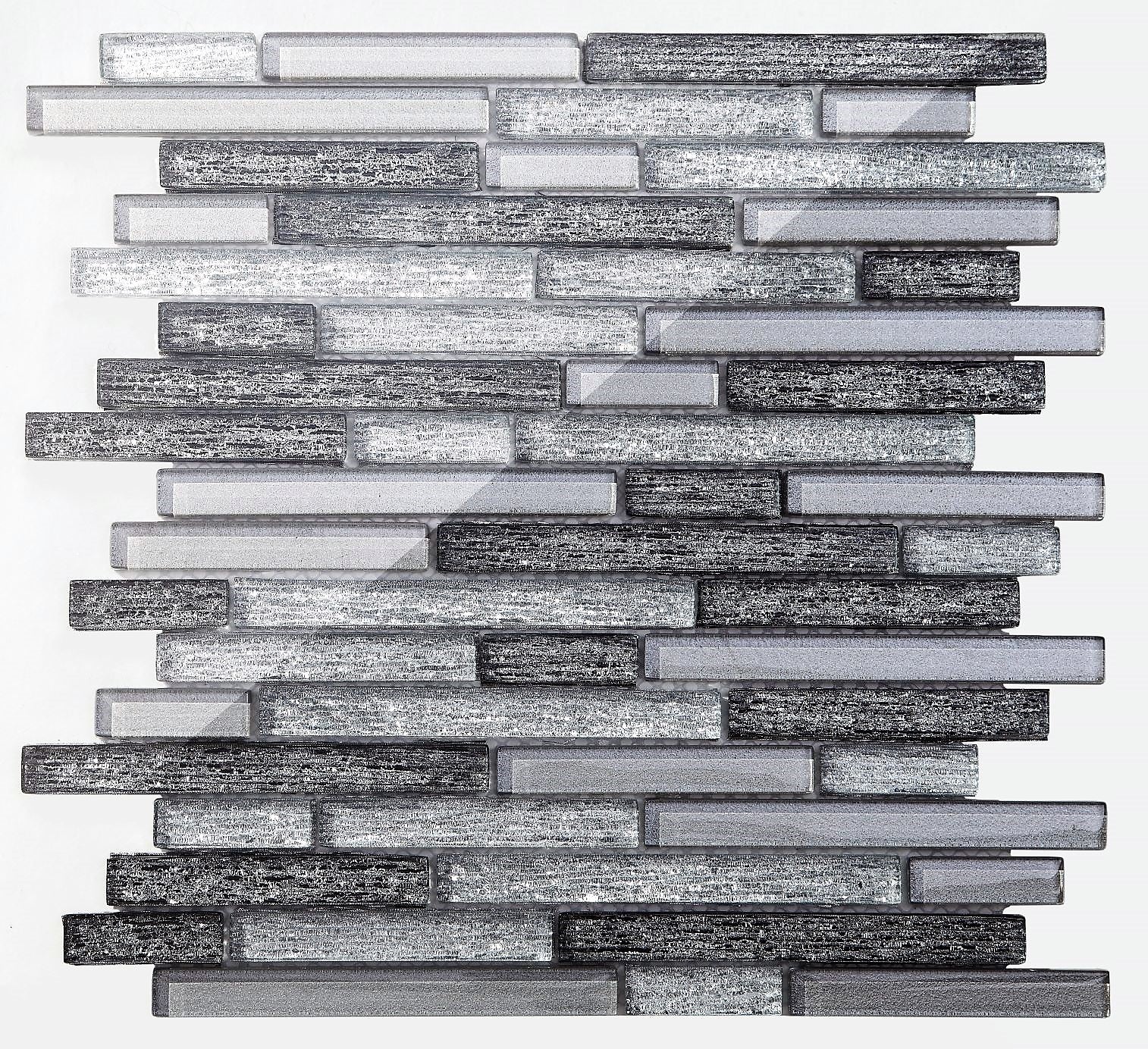 Complement Grau, Schwarz und Silber Glas Mosaik Fliesen. (CM0002) - Complement Fusion