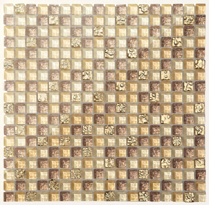 Complement Gold, Braun und Beige Glas Mosaik Fliesen. (CM0004) - Complement Fusion