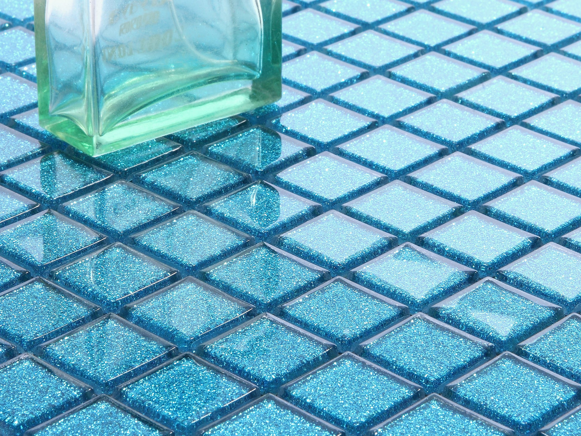 Glas Mosaik Fliesen Matten in Blau mit Glitzer (MT0008 ) - Complement Fusion