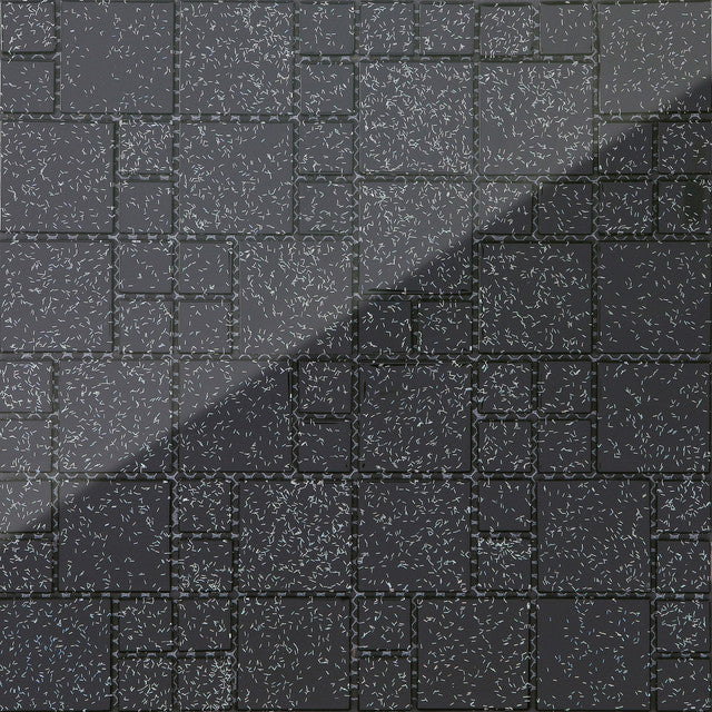 Glas Mosaik Fliesen Steine in Zwei Größen Schwarz mit Glitzer (MT0011 ) - Complement Fusion
