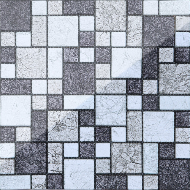 Glas Mosaik Fliesen Matte Schwarz und Silber (MT0044 ) - Complement Fusion
