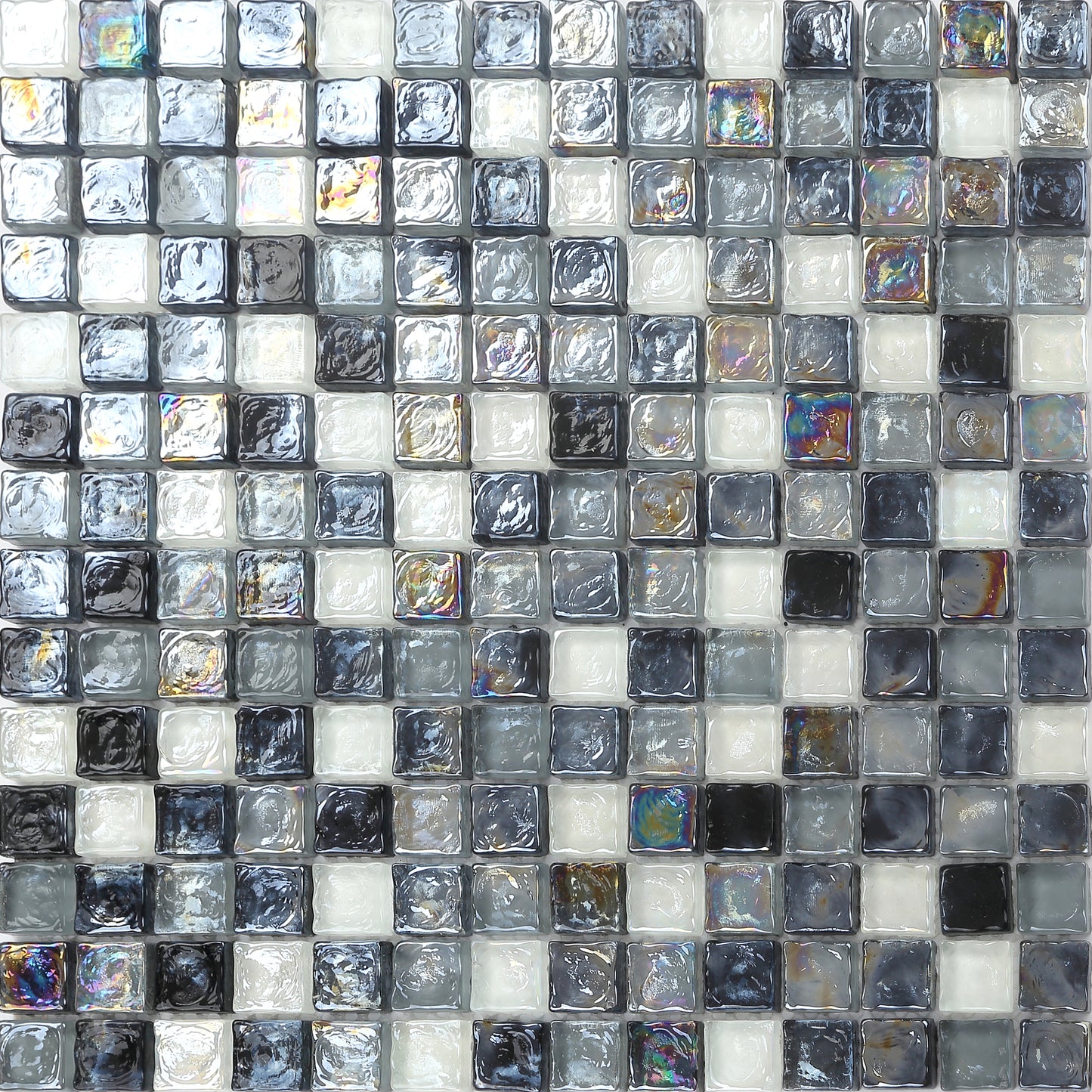 Glasmosaik Wandfliesen Matten Schwarz, weiß und grau (MT0051) - Complement Fusion