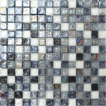 Glasmosaik Wandfliesen Matten Schwarz, weiß und grau (MT0051) - Complement Fusion