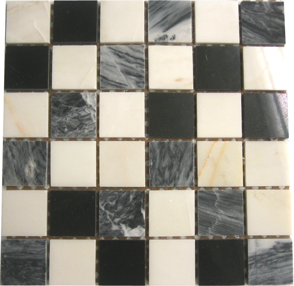 Schwarz, weiß, grau, beige Naturstein Mosaik Fliesen (MT0060) - Complement Fusion