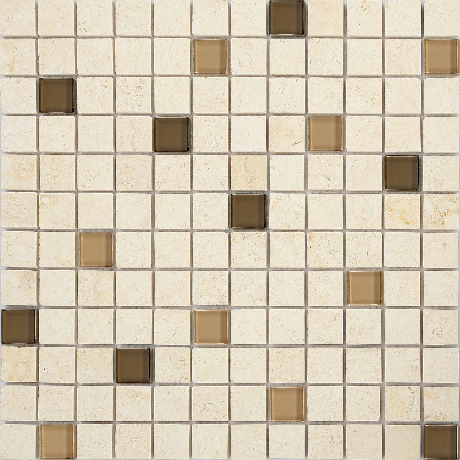 Mosaik Wandfliesen Matten, Glas und Naturstein, Braun und Beige (MT0063) - Complement Fusion