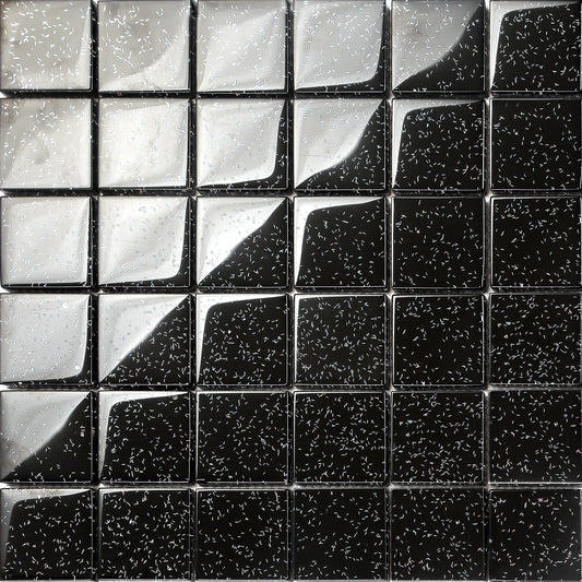 Glas Mosaik Fliesen Schwarz mit Glitzer (MT0088) - Complement Fusion