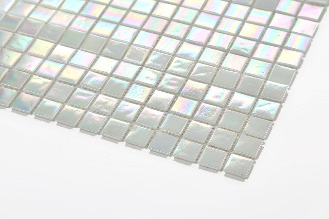 Irisierende Perlmutt Weiß Schimmerndes Glas Mosaik Fliesen Nassbereiche, Küchen, Bäder, Duschen und Schwimmbäder(MT0131 ) - Complement Fusion