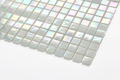 Irisierende Perlmutt Weiß Schimmerndes Glas Mosaik Fliesen Nassbereiche, Küchen, Bäder, Duschen und Schwimmbäder(MT0131 ) - Complement Fusion